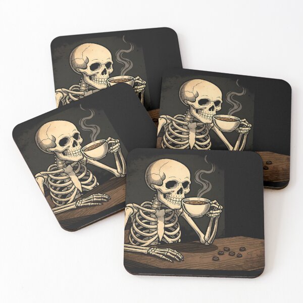 Item preview, Colombia Design Skeletons Enjoying Their Coffee Dark Humor designed and sold by ART ATTACK ZONE.