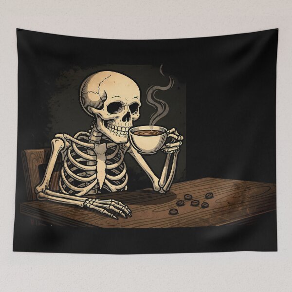 Item preview, Colombia Design Skeletons Enjoying Their Coffee Dark Humor designed and sold by ART ATTACK ZONE.