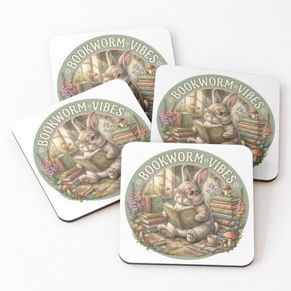 Item preview, Bookworm Vibes Bunny Sticker - Cozy Cottagecore Reading Rabbit Aesthetic designed and sold by Vibe Glue.