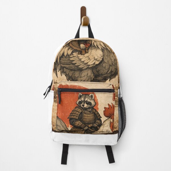 Item preview, Samurai Raccoon Riding Rooster - Funny Vintage Japanese Ukiyo-e Art designed and sold by YYoYY.
