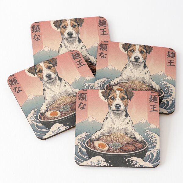 Item preview, Funny Jack Russell Japanese Ramen Noodles Vintage Kanagawa Wave designed and sold by FurryHavenPH.