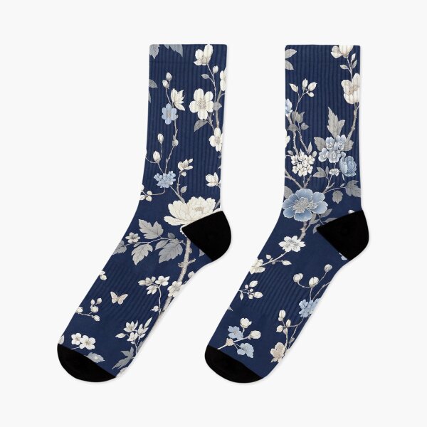 Item preview, Midnight Blue Chinoiserie Floral Pattern – Elegant Vintage Botanical Design designed and sold by Hashola Designs.