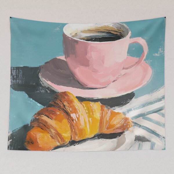 Item preview, Morning Bliss with Croissant & Coffee Cup designed and sold by Venon28.