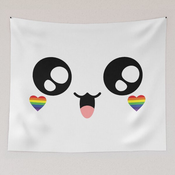 Item preview, Cute kawaii happy rainbow heart cheeks face designed and sold by BlushyPrint.