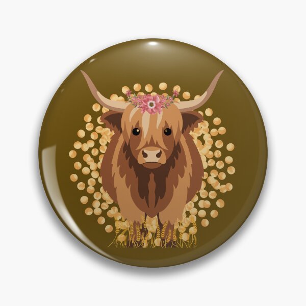 Artikelvorschau, Highland Cow with Flower Crown - Cute Boho Farm Animal Illustration. entworfen und verkauft von LunaPrintCo.