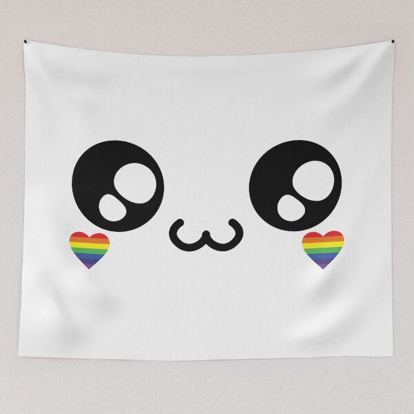 Item preview, Cute kawaii owo rainbow heart cheeks face designed and sold by BlushyPrint.