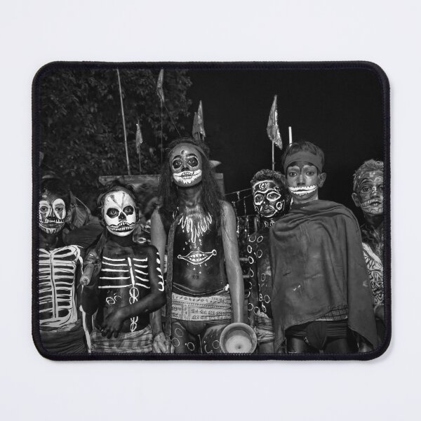 Item preview, Tribal Skull Body Art – Gajon Festival Night Ritual (Black & White Portrait) designed and sold by RawmenX.