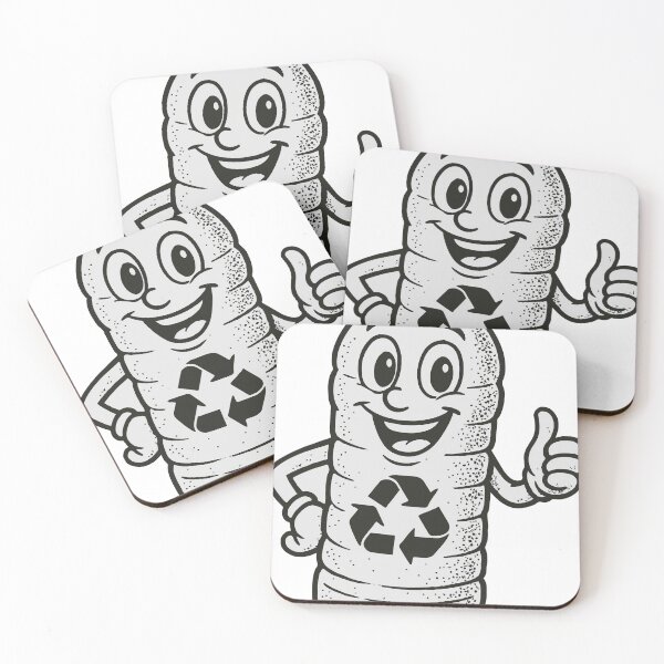 Item preview, Playful cartoon plastic bottle mascot smiling and giving a thumbs up, featuring a prominent recycle symbol and retro dotwork texture to promote recycling designed and sold by Dejbar.