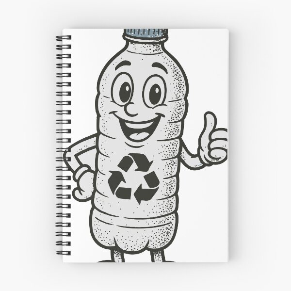 Item preview, Playful cartoon plastic bottle mascot smiling and giving a thumbs up, featuring a prominent recycle symbol and retro dotwork texture to promote recycling designed and sold by Dejbar.
