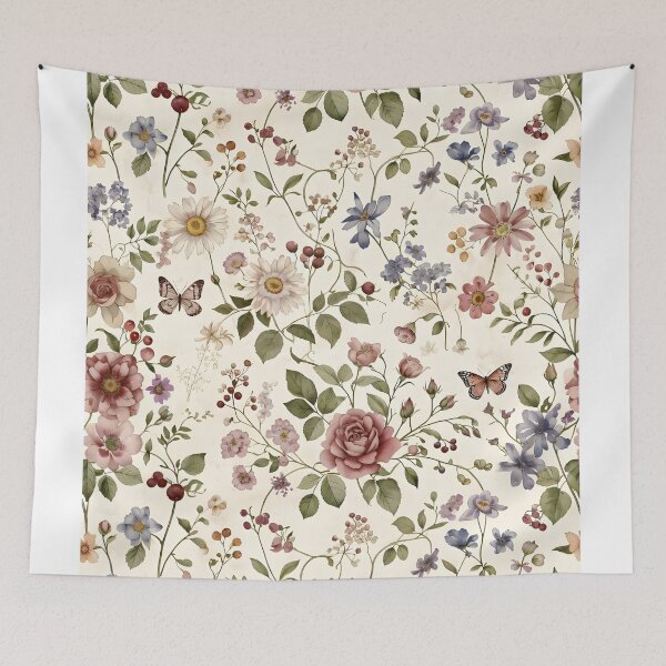 Item preview, Vintage Wildflower Garden Pattern – Romantic Cottagecore Floral Design designed and sold by Hashola Designs.