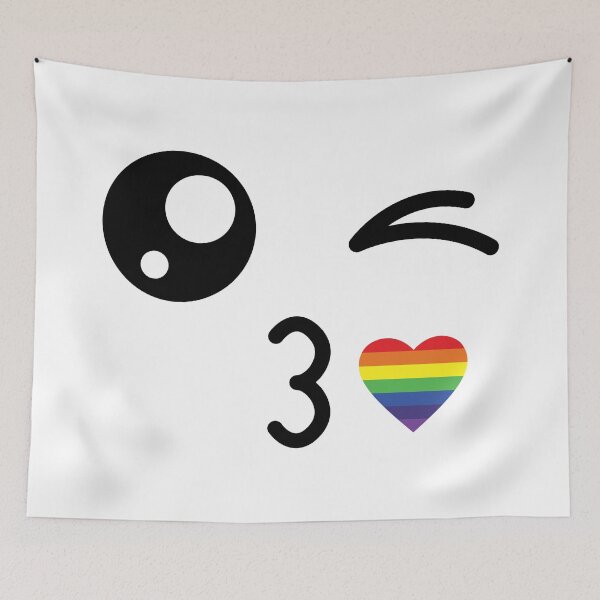 Item preview, Cute kawaii winky rainbow kiss face designed and sold by BlushyPrint.