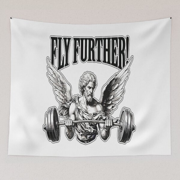 Item preview, Fly Further - Greek Statue Aesthetic Muscle Angel designed and sold by Forge Mind.