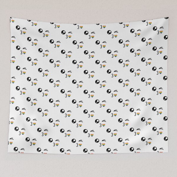 Item preview, Cute kawaii winky rainbow kiss face pattern designed and sold by BlushyPrint.