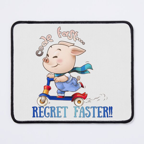 Artikelvorschau, Schnell programmieren, schneller bereuen – Lustiges Programmierer-Shirt – Meme für introvertierte Entwickler mit niedlichem Schweine-Roller-Humor entworfen und verkauft von Yesss-Mau.