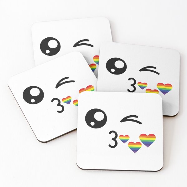 Item preview, Cute kawaii winky rainbow kisses face designed and sold by BlushyPrint.