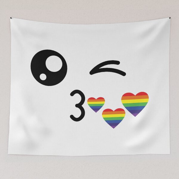 Item preview, Cute kawaii winky rainbow kisses face designed and sold by BlushyPrint.