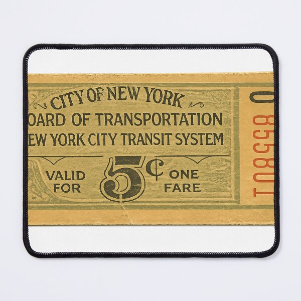 Item preview, Vintage New York City transit ticket featuring a classic 5¢ fare design from the early 20th century. designed and sold by PIXEL POP DESIGNS - Beyond the Norm!.