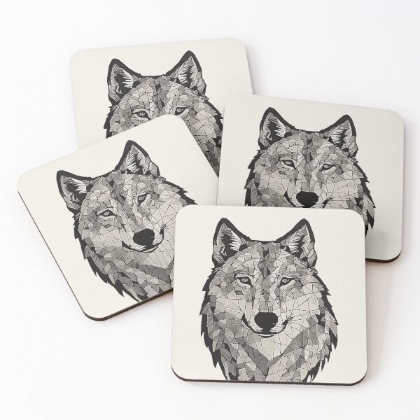 Item preview, Monochrome Geometric Wolf – Modern Animal Art designed and sold by Tklezardesigns.