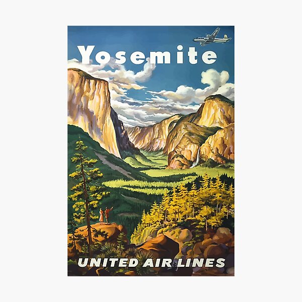 Vintage Travel Poster - Yosemite National Park Photographic Print