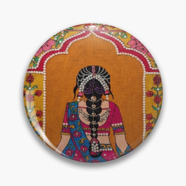Item preview, Royal Indian Woman Under Ornate Arch | Madhubani Inspired Traditional Folk Art designed and sold by Srishti Khaiwal.