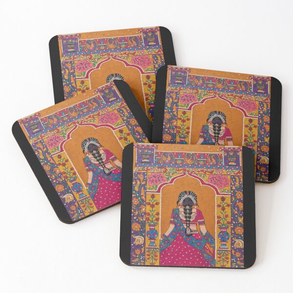 Item preview, Royal Indian Woman Under Ornate Arch | Madhubani Inspired Traditional Folk Art designed and sold by Srishti Khaiwal.