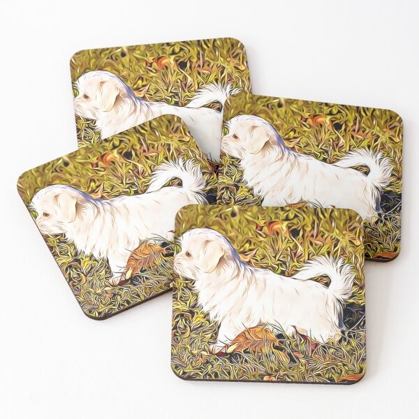 Item preview, A white Maltese dog standing in a field of golden grass. designed and sold by ZoroDesign.
