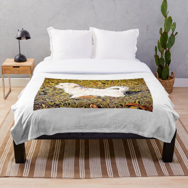 Item preview, A white Maltese dog standing in a field of golden grass. designed and sold by ZoroDesign.