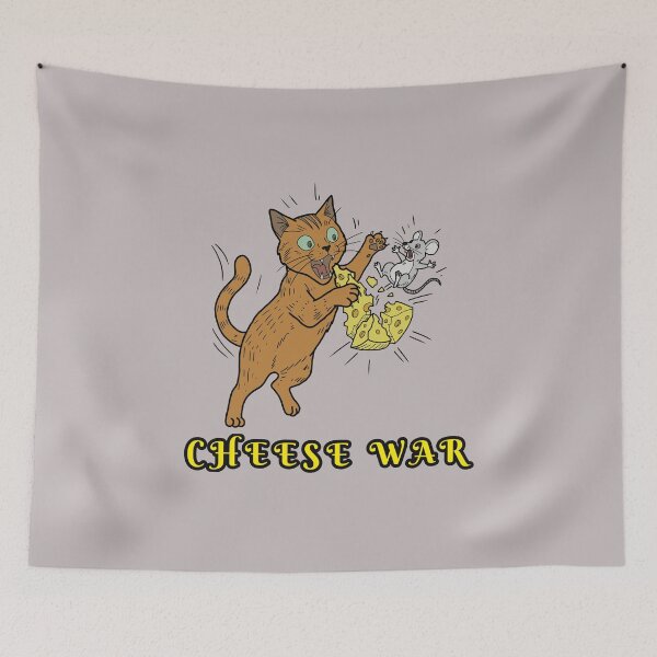 Item preview, Epic Cat and Mouse Battle Cheese War Graphic  designed and sold by LeshanArt.