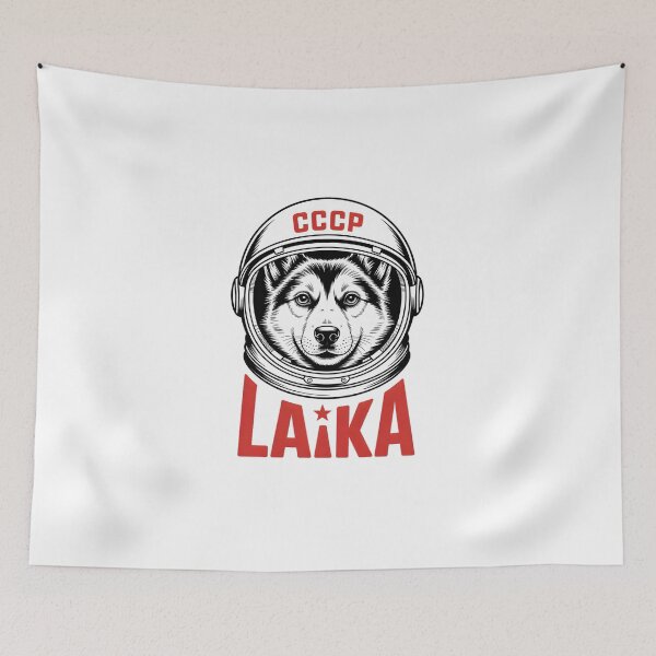 Item preview, Laika Space Dog - CCCP Soviet Cosmonaut Astronaut Retro Space Design designed and sold by ArcticFoxStudio.