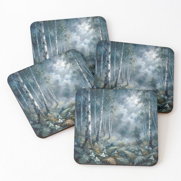 Item preview, Spring Trilliums in a Moonlit Birch Forest designed and sold by Maria Dryfhout.