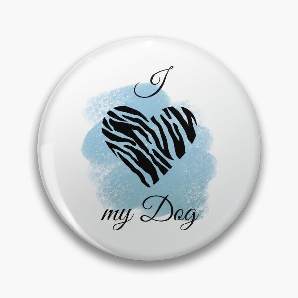Item preview, I Love my Dog Zebra Print Heart with Blue-gray Background designed and sold by jeweleddesigns.
