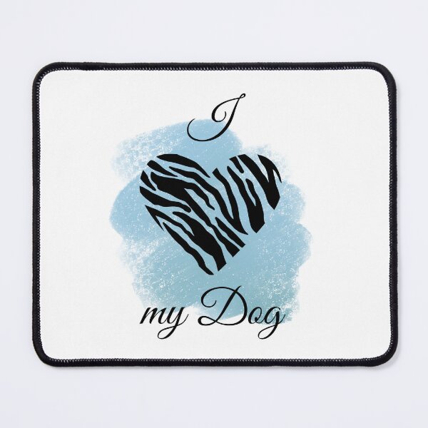 Item preview, I Love my Dog Zebra Print Heart with Blue-gray Background designed and sold by jeweleddesigns.