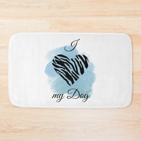 Item preview, I Love my Dog Zebra Print Heart with Blue-gray Background designed and sold by JeweledDesigns.
