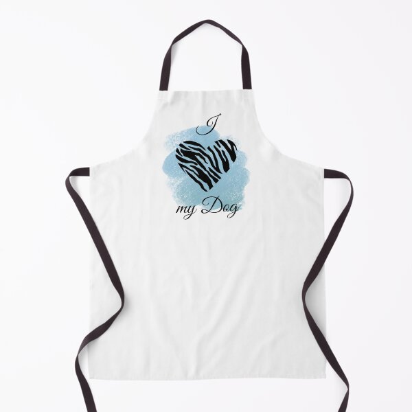 Item preview, I Love my Dog Zebra Print Heart with Blue-gray Background designed and sold by JeweledDesigns.