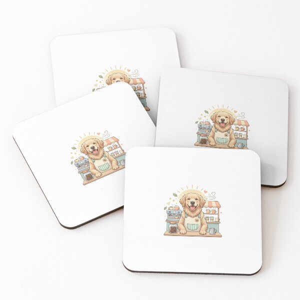 Item preview, TITLE: Cute Smiling Dog Coffee Barista in Cozy Street Café Sticker designed and sold by wildbest.