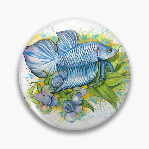 Artikelvorschau, Blaubeer-Kampffisch - Aquarellmalerei entworfen und verkauft von The Art of Victoria Pfeiffer.