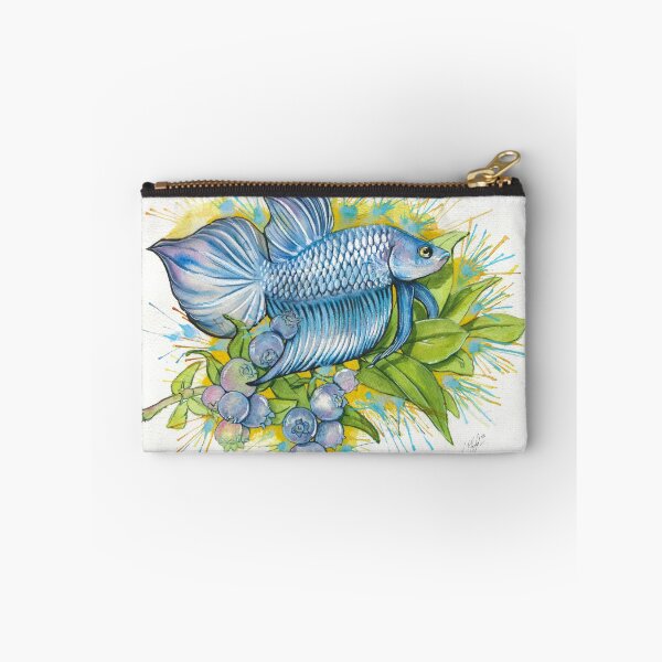 Artikelvorschau, Blaubeer-Kampffisch - Aquarellmalerei entworfen und verkauft von The Art of Victoria Pfeiffer.