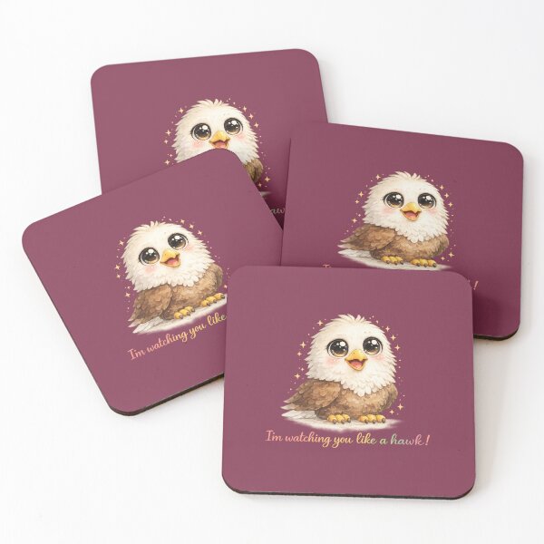 Item preview, Cute Big-Eyed Eagle Pastel Watercolor Icon with Stylish “I’m Watching You Like a Hawk!” designed and sold by StickyDelights.
