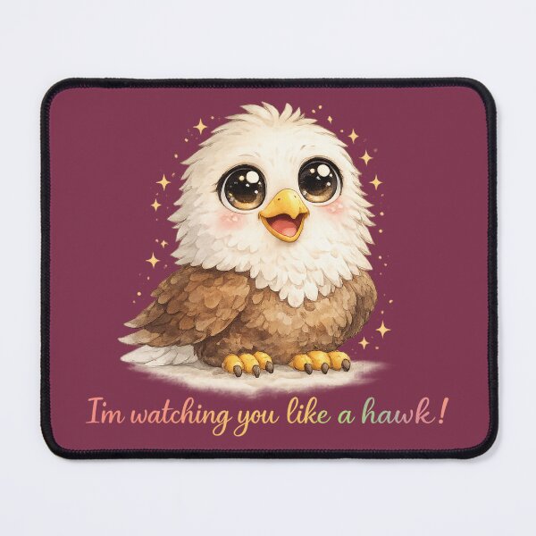 Item preview, Cute Big-Eyed Eagle Pastel Watercolor Icon with Stylish “I’m Watching You Like a Hawk!” designed and sold by Nusha Creations.