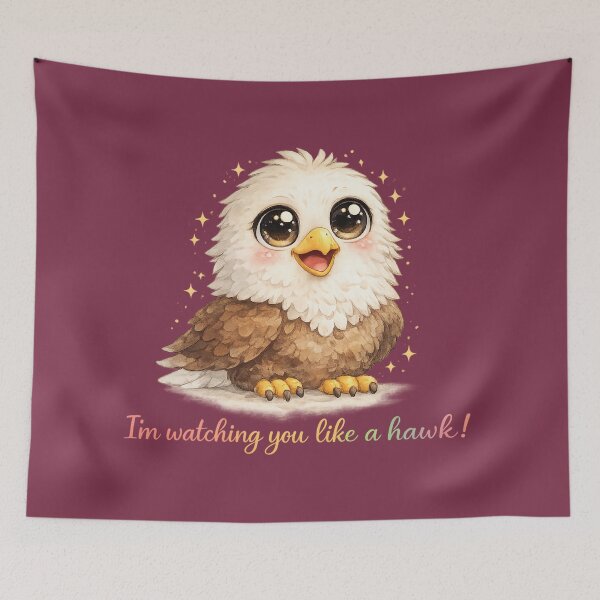 Item preview, Cute Big-Eyed Eagle Pastel Watercolor Icon with Stylish “I’m Watching You Like a Hawk!” designed and sold by StickyDelights.