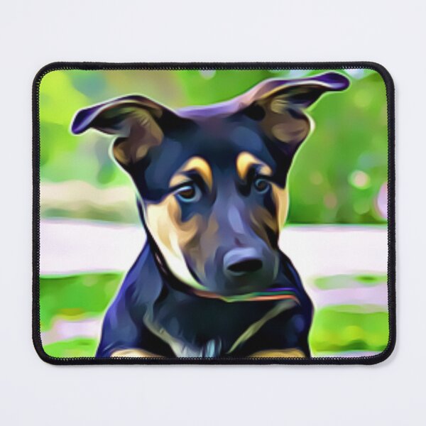Item preview, A black and tan puppy resting its paws on a wooden rail. designed and sold by ZoroDesign.