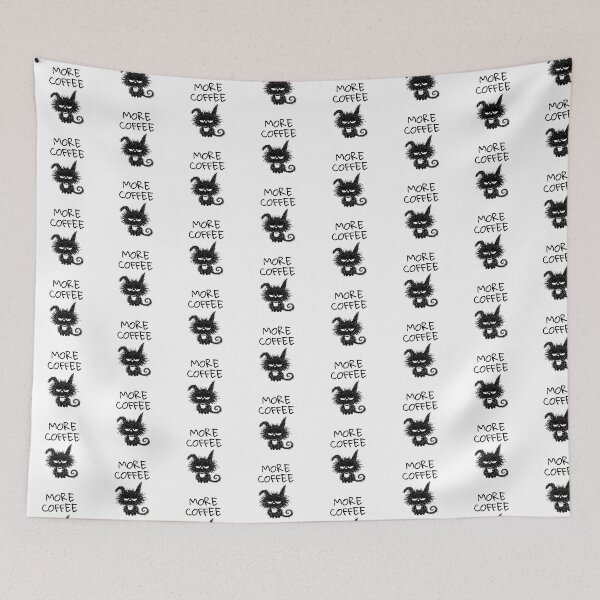 Item preview, Black Cat More Coffee Mood | Minimalist Cat Meme designed and sold by moodiecatshop.