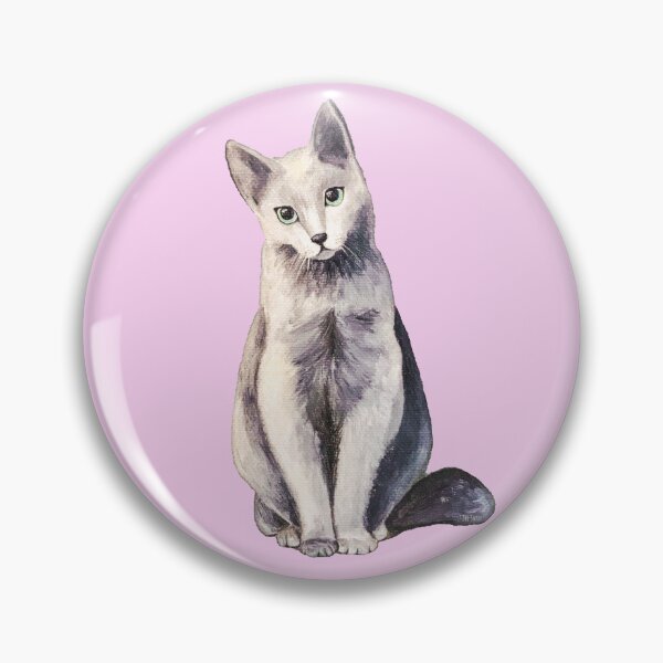 Item preview, RETRO CAT PORTRAIT with Blue Green Eyes on Pastel Pink Background designed and sold by BlueberrySwan.