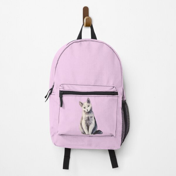 Item preview, RETRO CAT PORTRAIT with Blue Green Eyes on Pastel Pink Background designed and sold by BlueberrySwan.