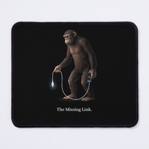 Item preview, The Missing Link T-Shirt – Human Evolution Phone Addiction Graphic, Low Battery Society, Tech Satire Design designed and sold by FunkyVista.