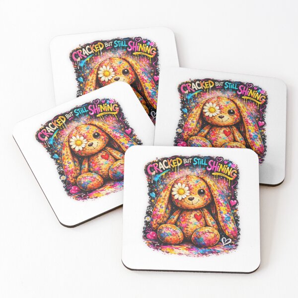 Item preview, Cracked But Still Smiling Cute Kawaii Bunny Design designed and sold by BoldObsession.