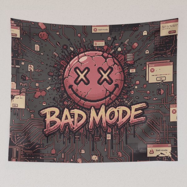 Item preview, Bad Mode Edgy Graffiti Smiley Pixel Gamer Art designed and sold by MarCinu Art.