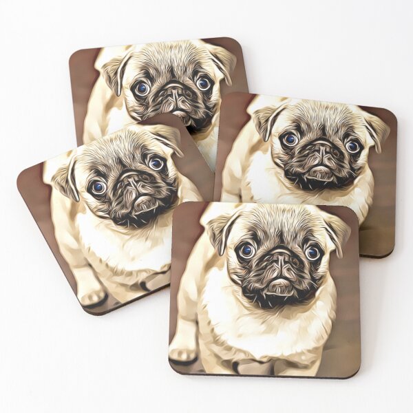Item preview, A fawn pug puppy with wide, curious eyes. designed and sold by ZoroDesign.
