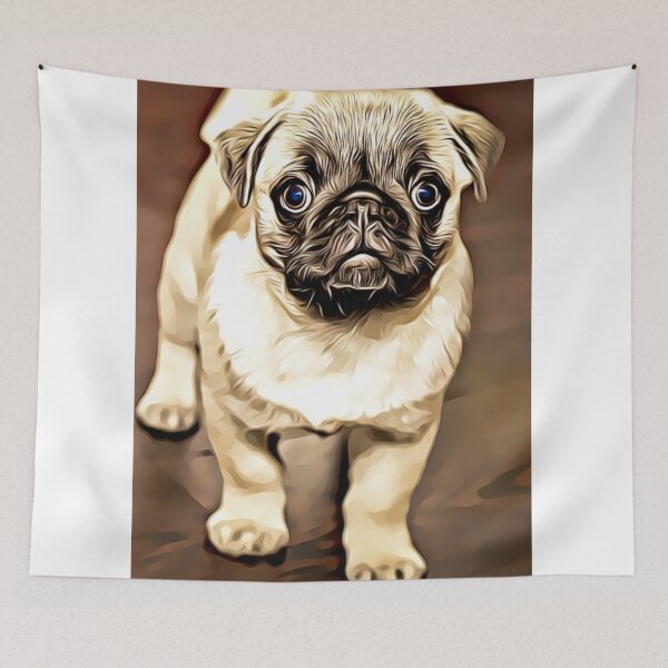 Item preview, A fawn pug puppy with wide, curious eyes. designed and sold by ZoroDesign.