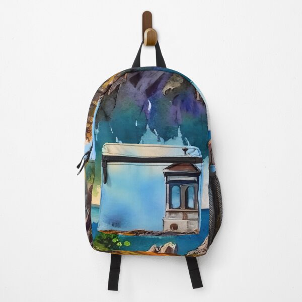 Item preview, Surreal Floating Cliffs Lighthouse Watercolor designed and sold by Serene Strokes Art.